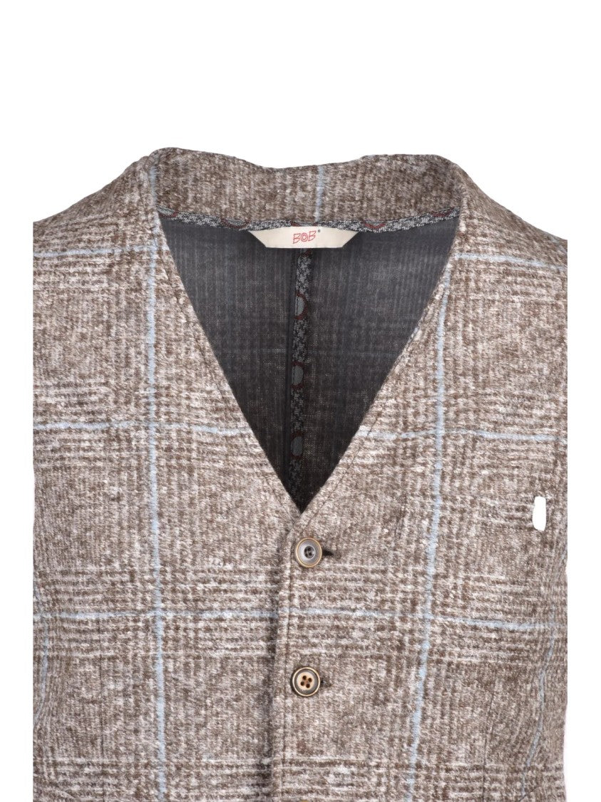 Bob Tailored Two-Tone Plaid Vest With V-Neck Design