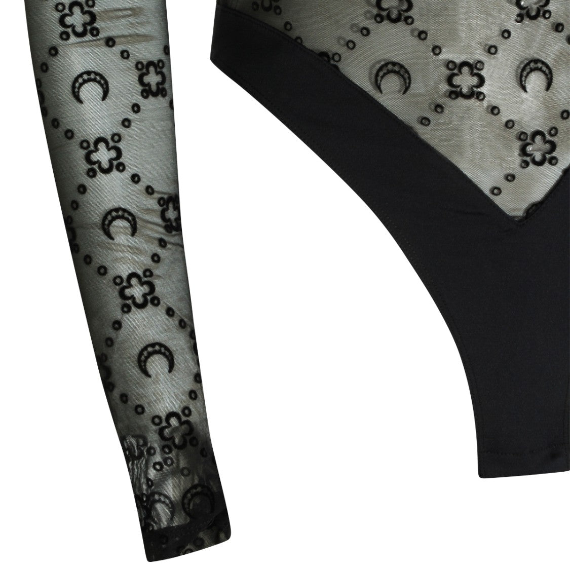 Marine Serre Black Moon Pattern Sheer Bodysuit