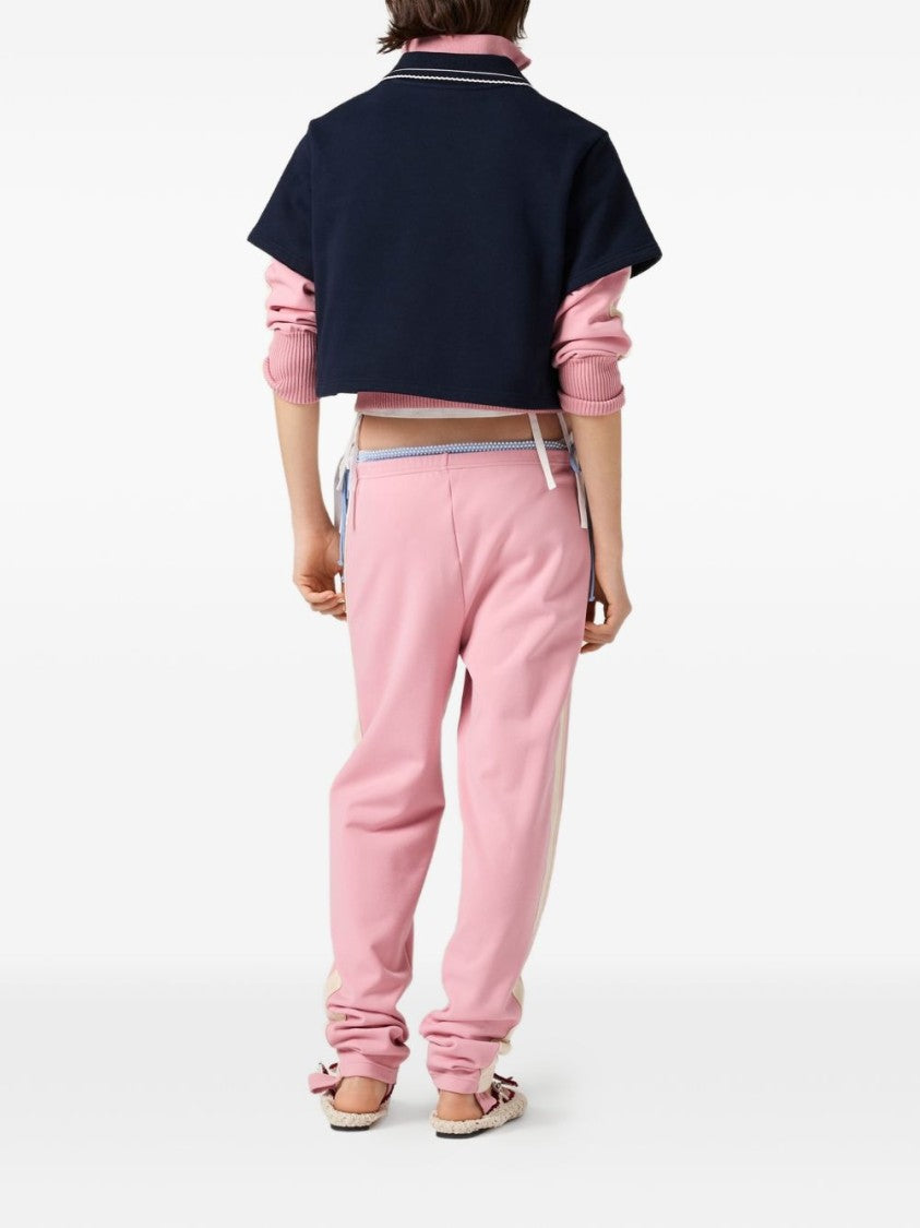 Miu Miu Black Cropped Boxy V-Neck Embroidered Sweater