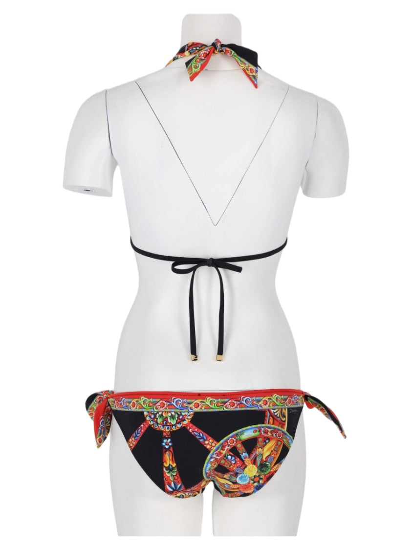 Dolce & Gabbana Baroque-Inspired Halter Two-Piece Swimsuit