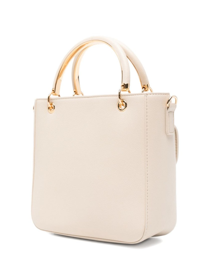 Love Moschino Structured Shoulder Bag In Smooth Faux Leather With Heart Clasp