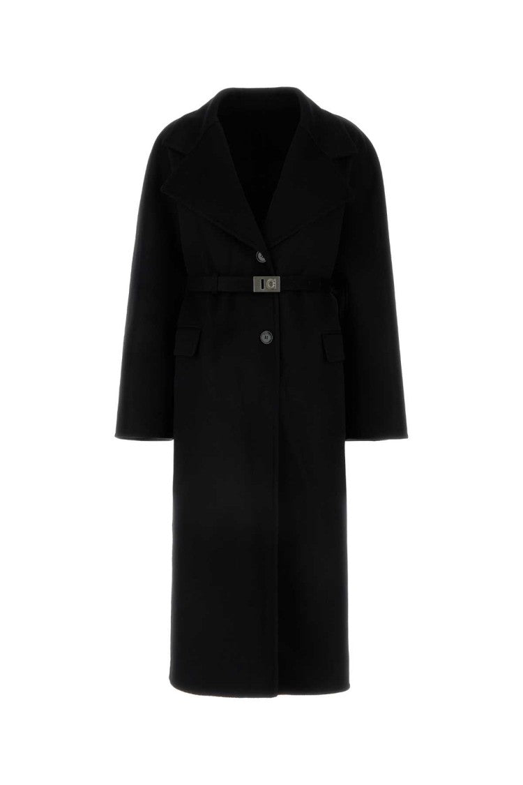 Salvatore Ferragamo Black Wool Blend Coat