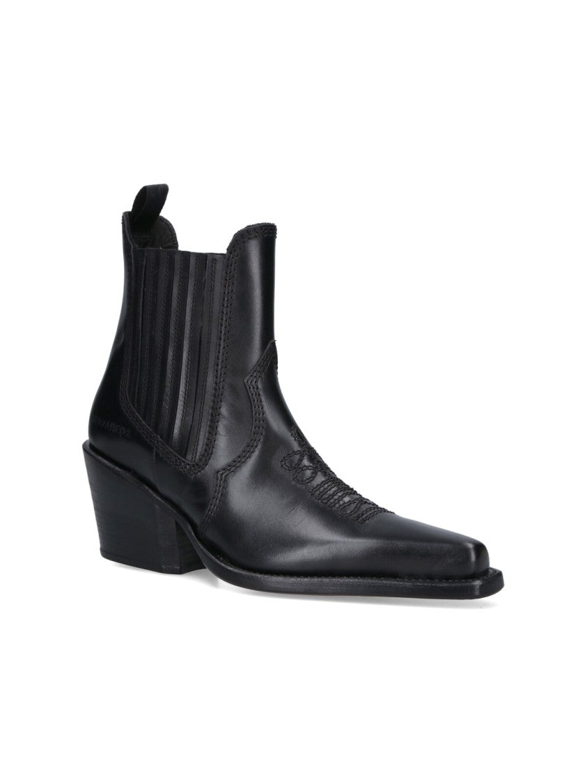 Dsquared2 Classic Black Boots With Smooth Finish