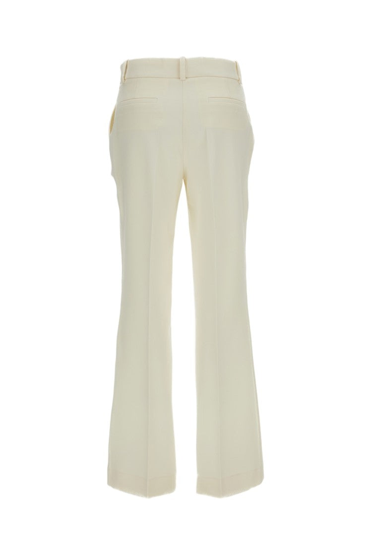 Parosh White Stretch Wool Tailored Straight-Leg Pants