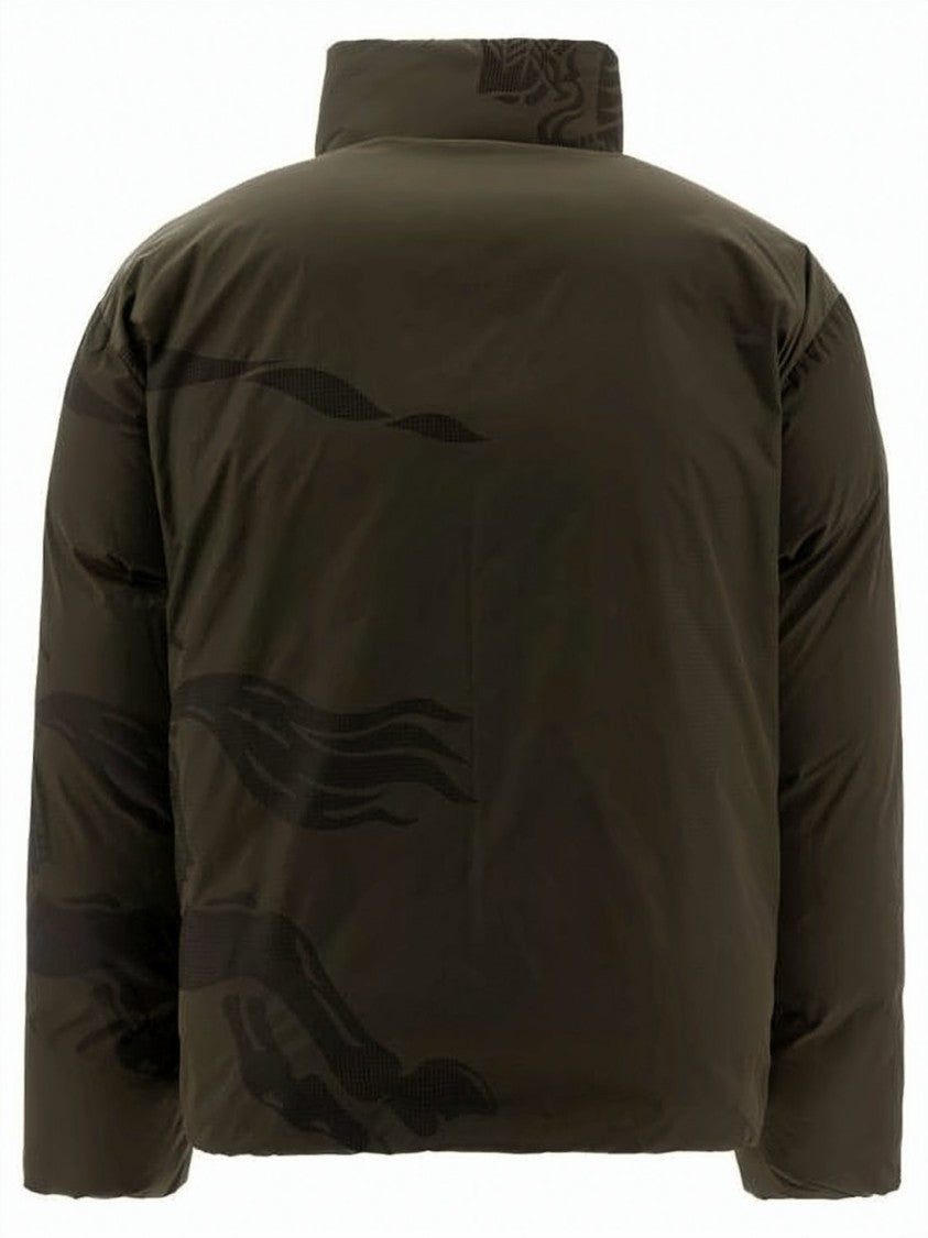 Burberry Short Padded Jacket With High Collar And Graphic Design