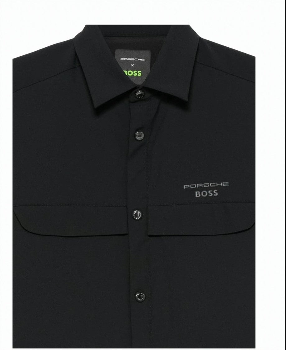 Boss Black Embossed Logo Button Long Jacket