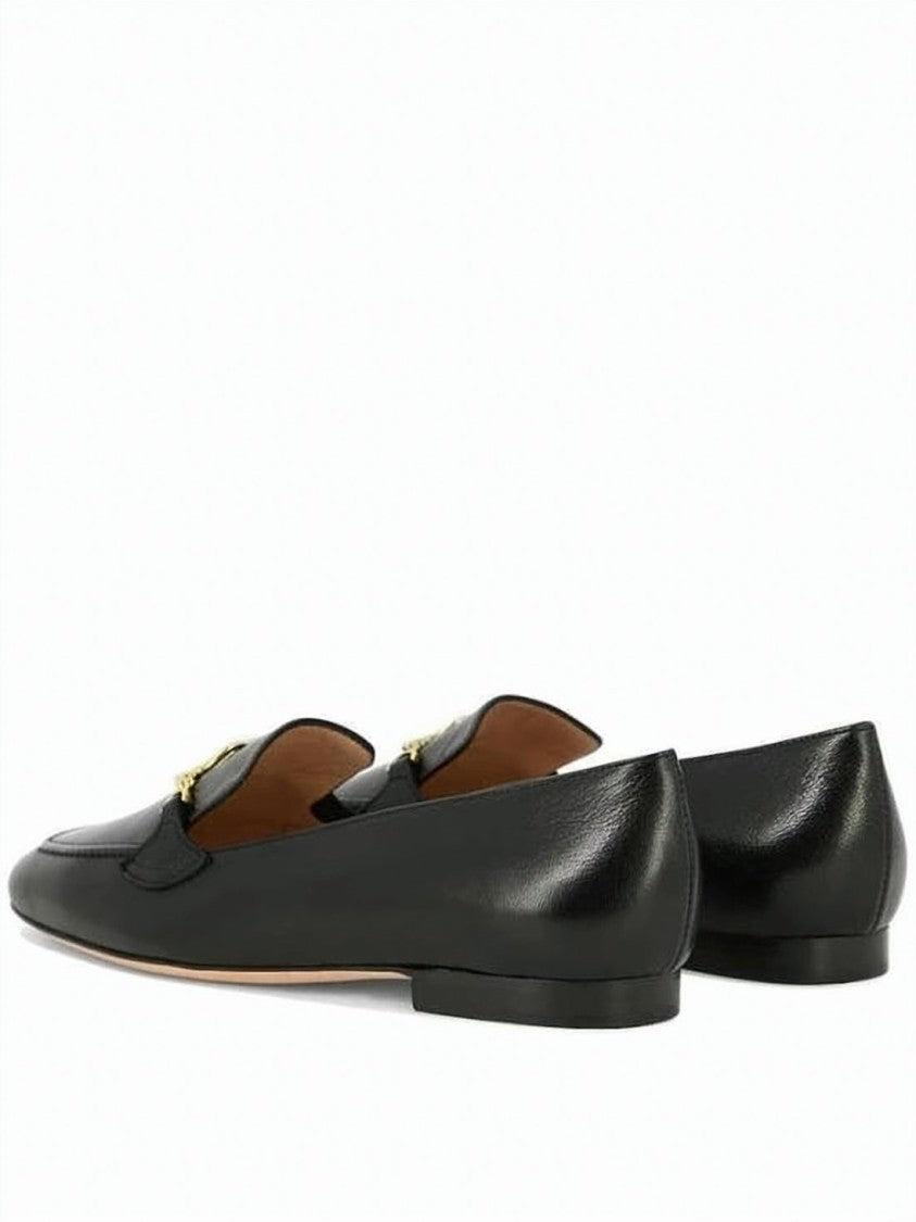 Bally Polished Black Leather Loafers With Gold-Tone Logo Detail