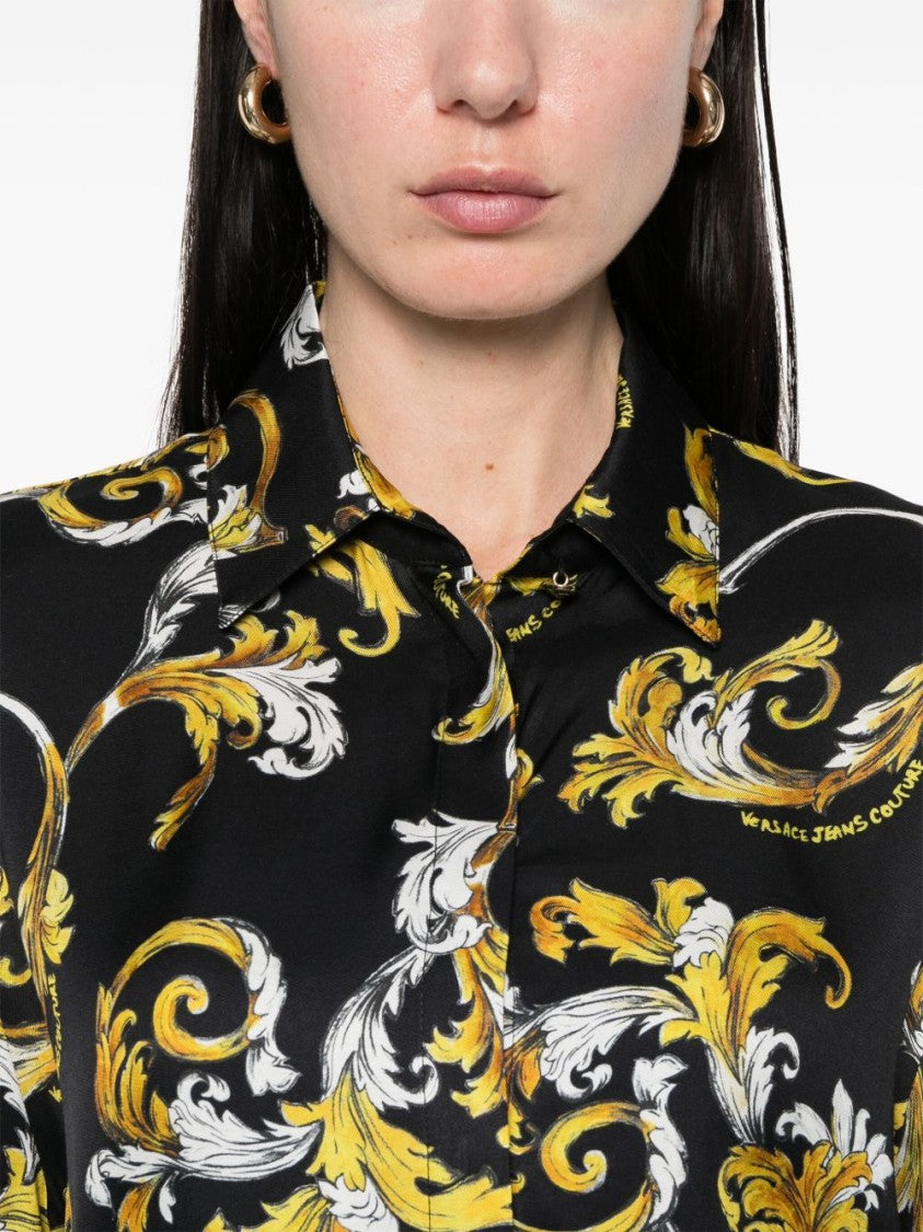 Versace Jeans Couture Black Button-Down Shirt With Classic Collar