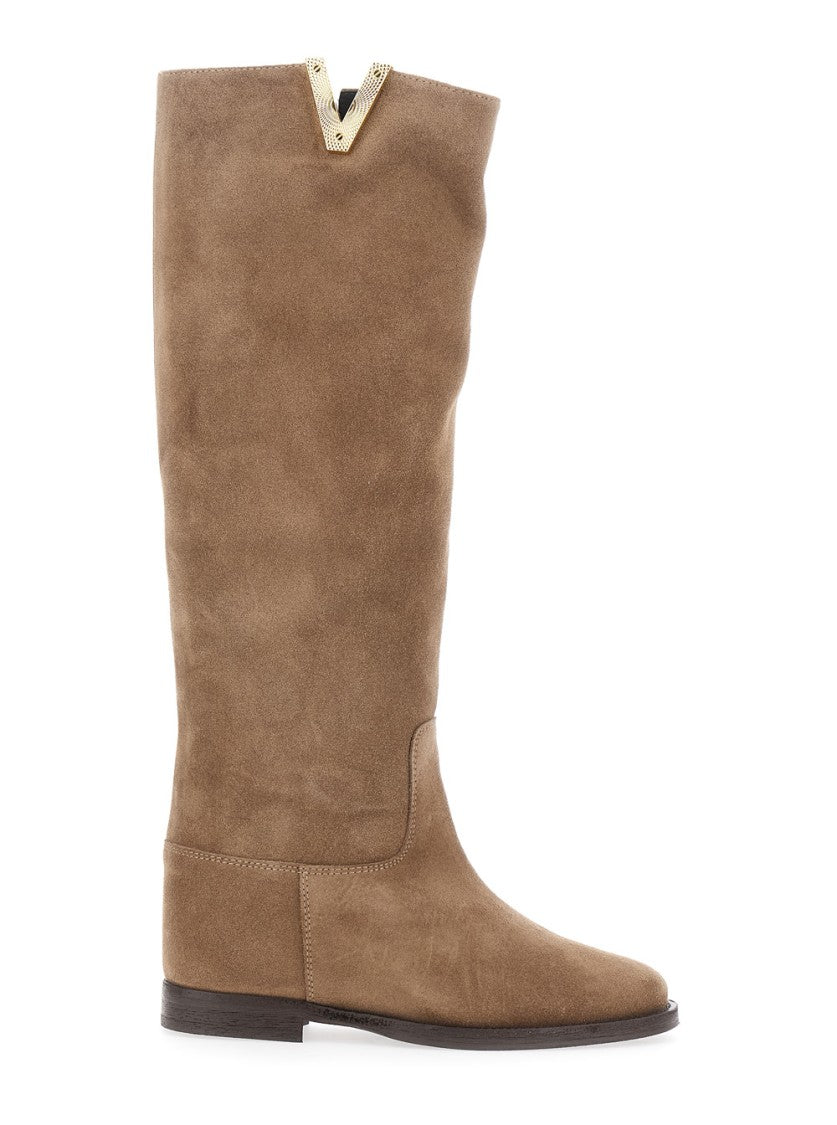 Via Roma 15 Fitted Brown Suede Tall Boots