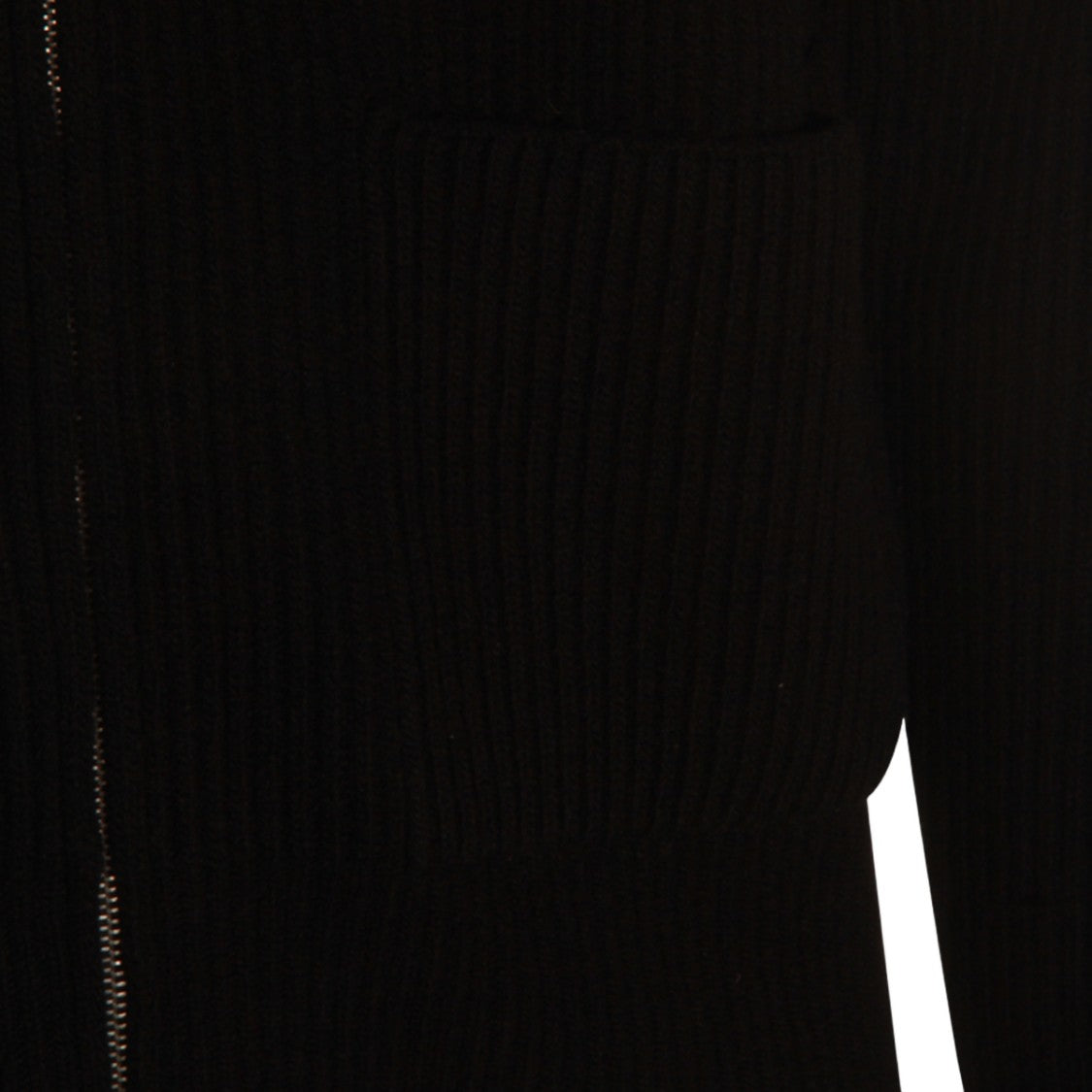 Lardini Ribbed Black Zip-Up Sweater With Hood