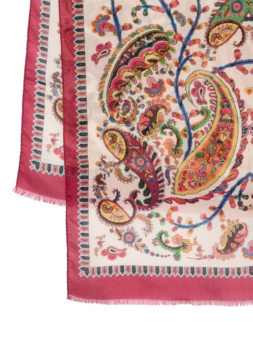 Etro Intricate Multicolour Paisley And Floral Scarf