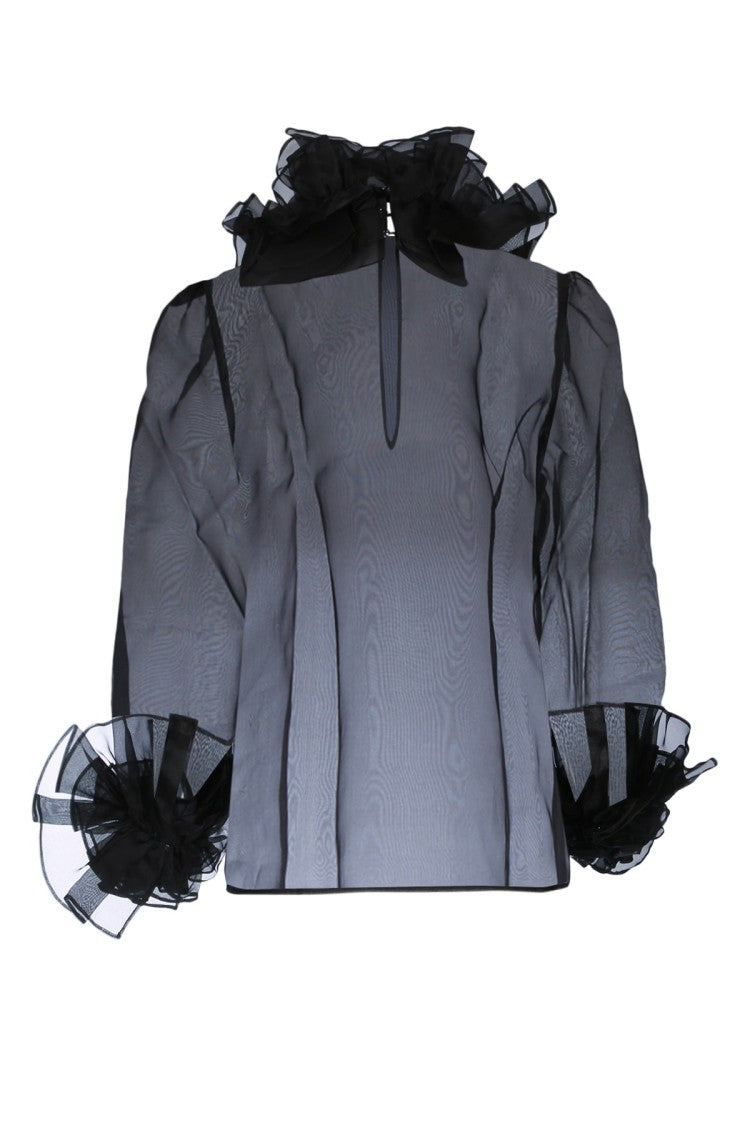 Bode Sheer Black Shirt Top