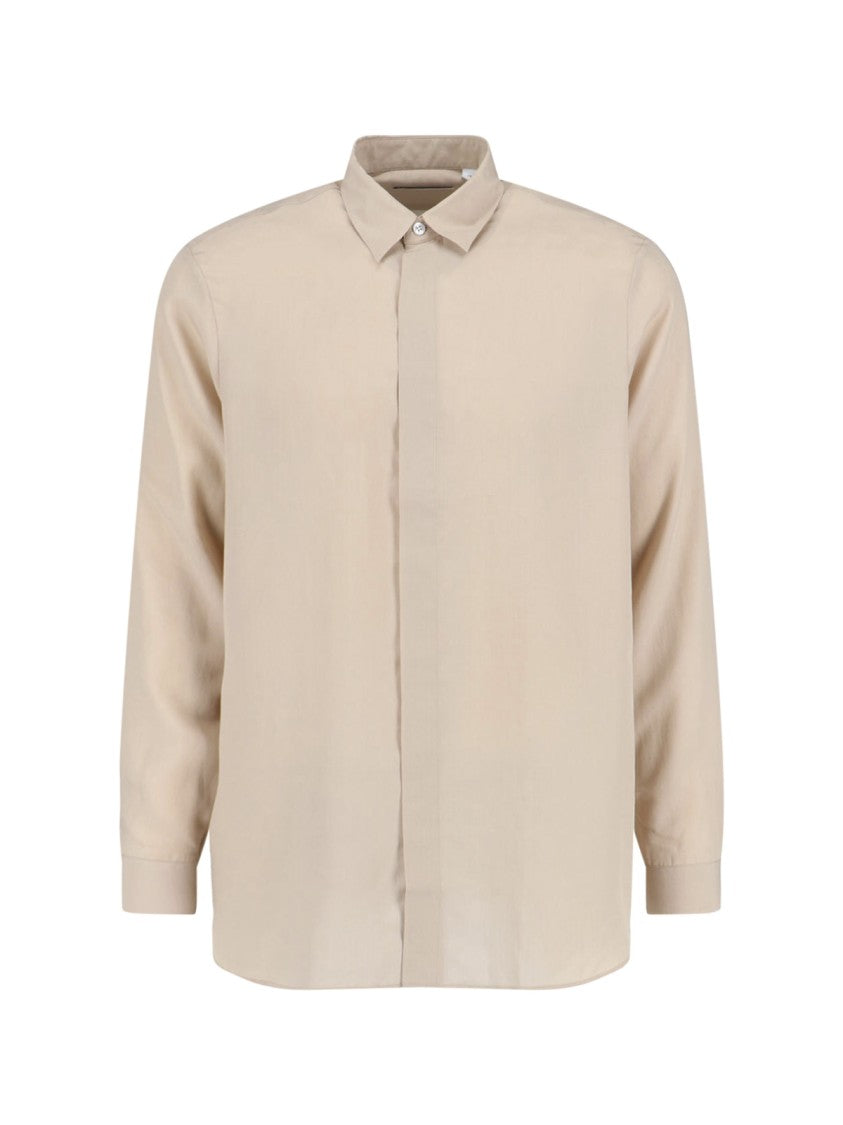 Lardini Tencel And Linen Shirt Beige