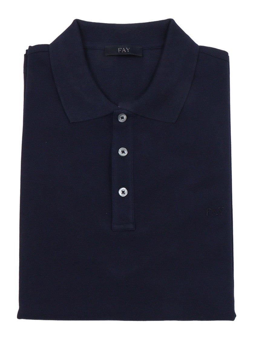 Fay Piquet Knit Subtle Embroidery Polo Shirt