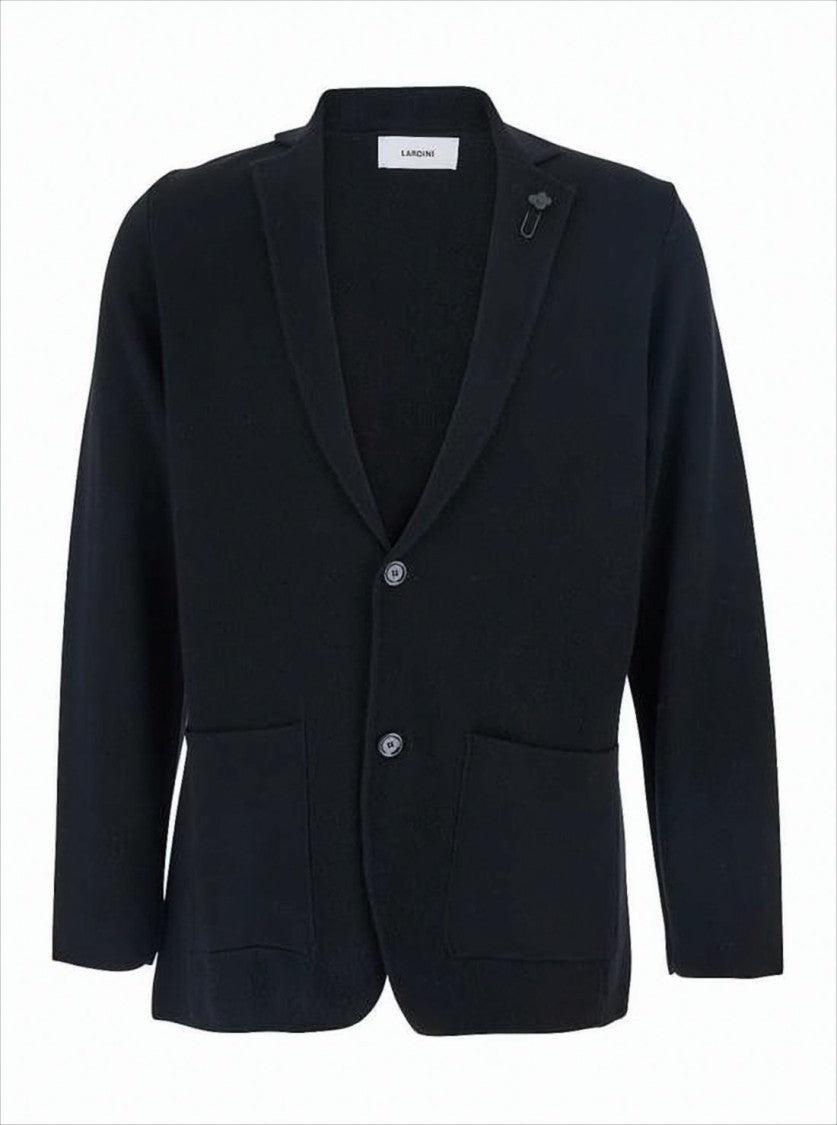 Lardini Tailored Black Wool Jacket With Two-Button Closure