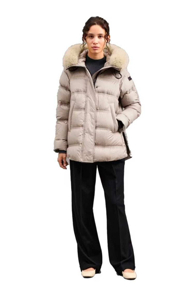 Peuterey Taupe Hooded Quilted Polyester Puffer Jacket