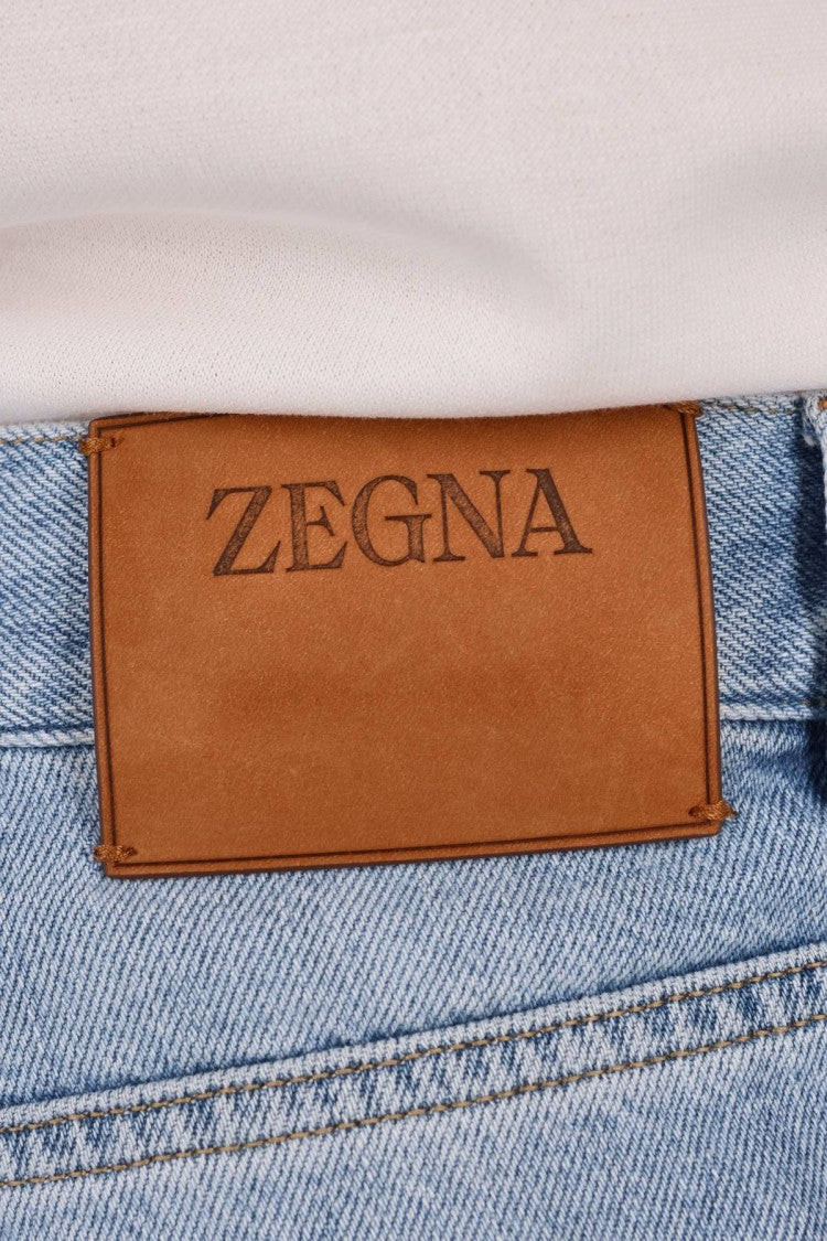 Zegna Light Wash Denim Jeans With Classic Five-Pocket Design