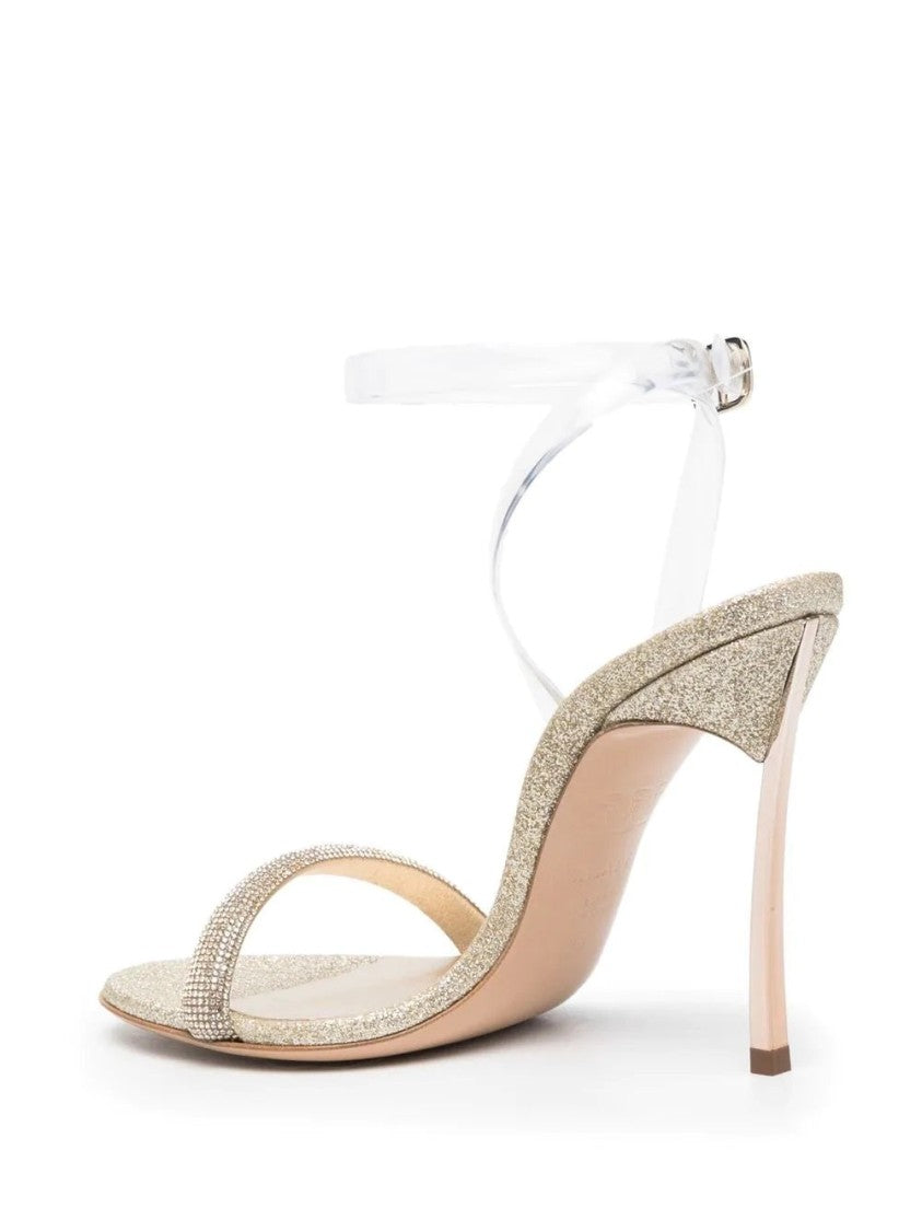 Casadei Transparent High Heel Sandals With Glitter Finish