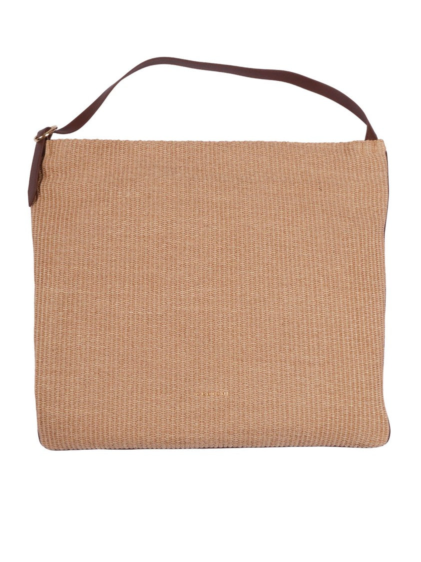 Claudio Orciani Woven Brown Leather Handbag