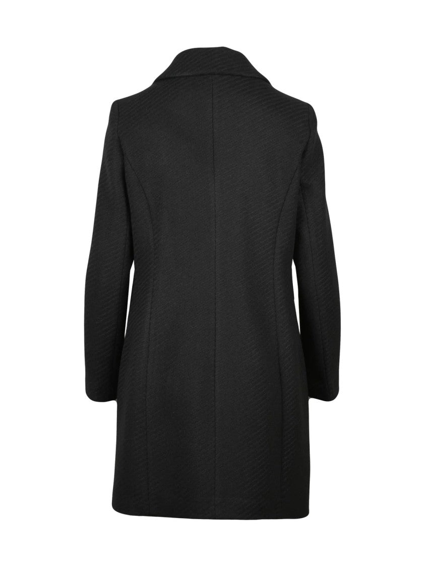 Lakore Black Fitted Wool-Blend Coat