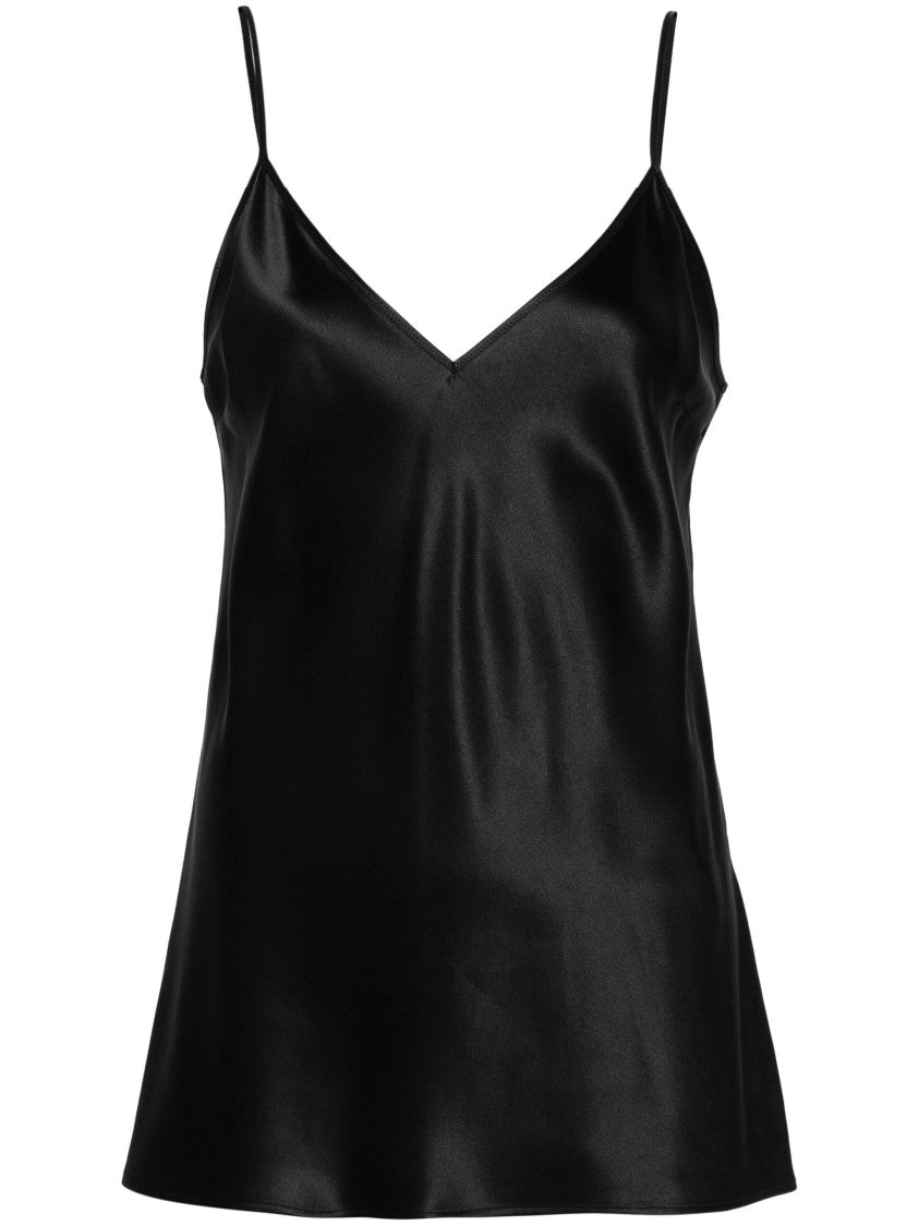 Joseph V-Neck Silk Satin Tank Top With Design