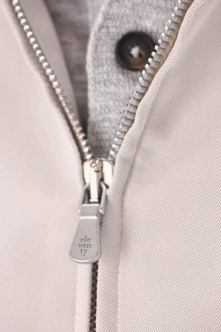 Eleventy Ivory Pure Silk Bomber Jacket