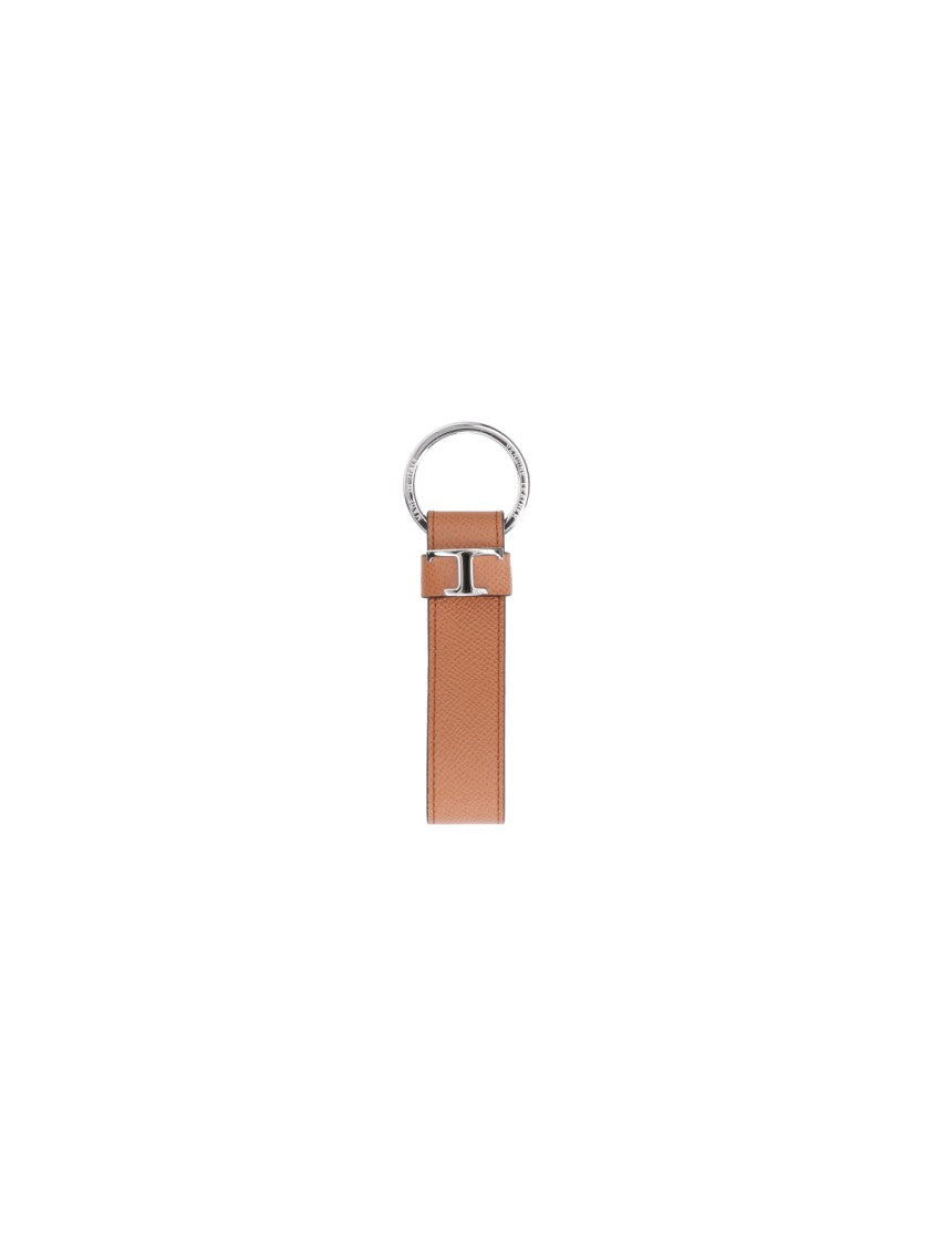 Tod's Textured Brown Leather Keychain