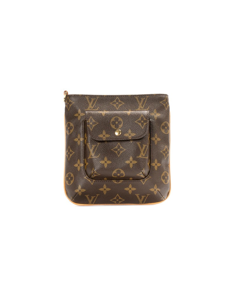 Louis Vuitton Compact Monogram Canvas Clutch With Gold Hardware