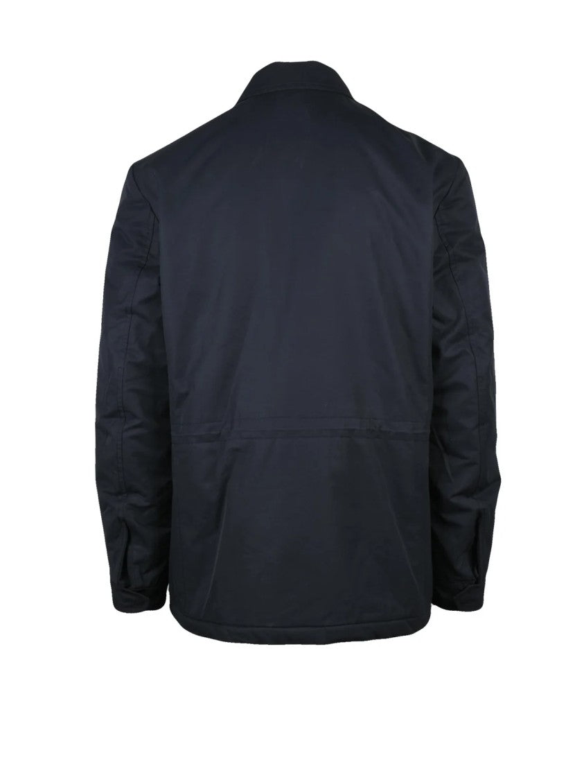 Luigi Borrelli Napoli Blue Suede Trim Quilted Polyester-Blend Jacket