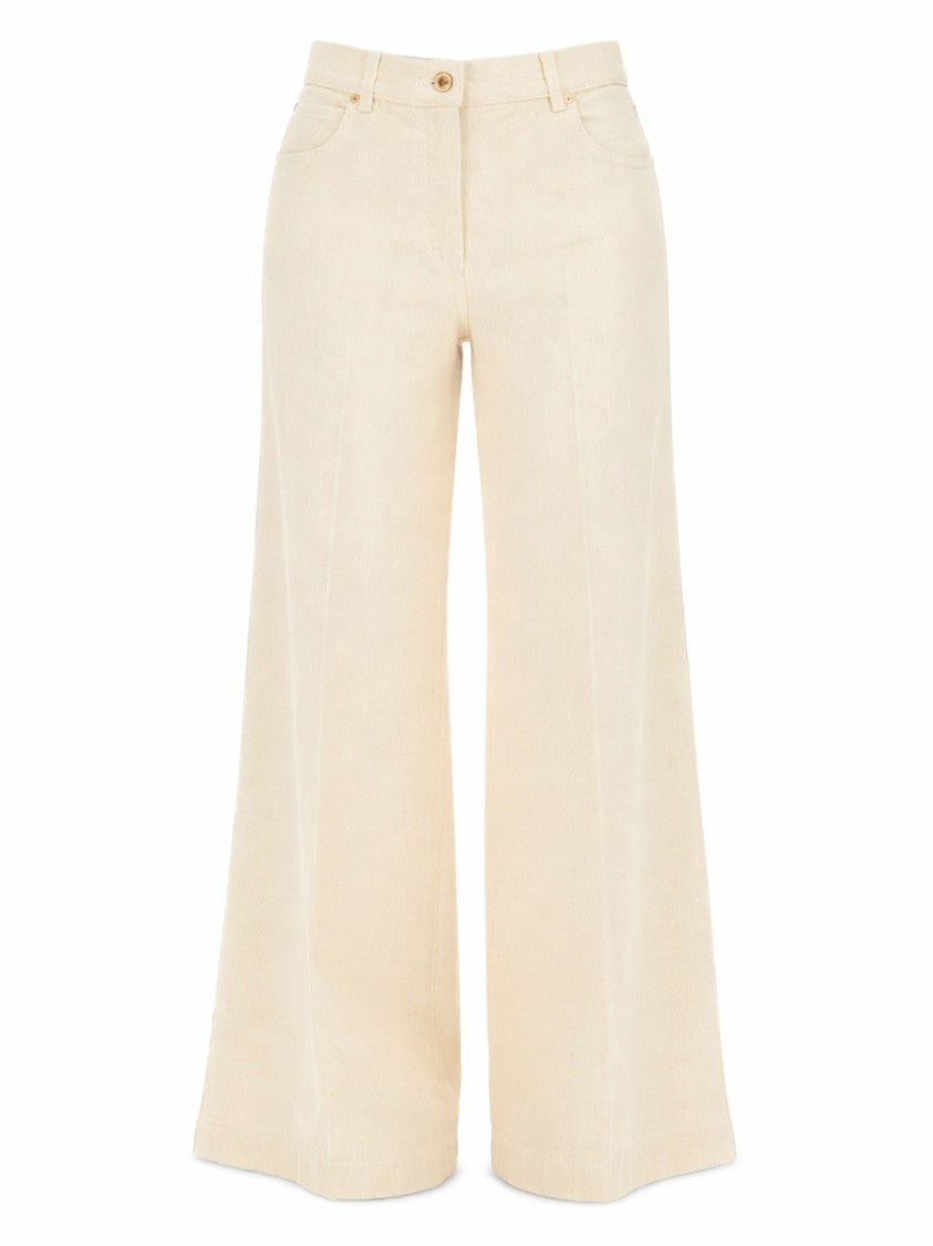 Aspesi High-Waisted Wide-Leg Cotton Denim Pants