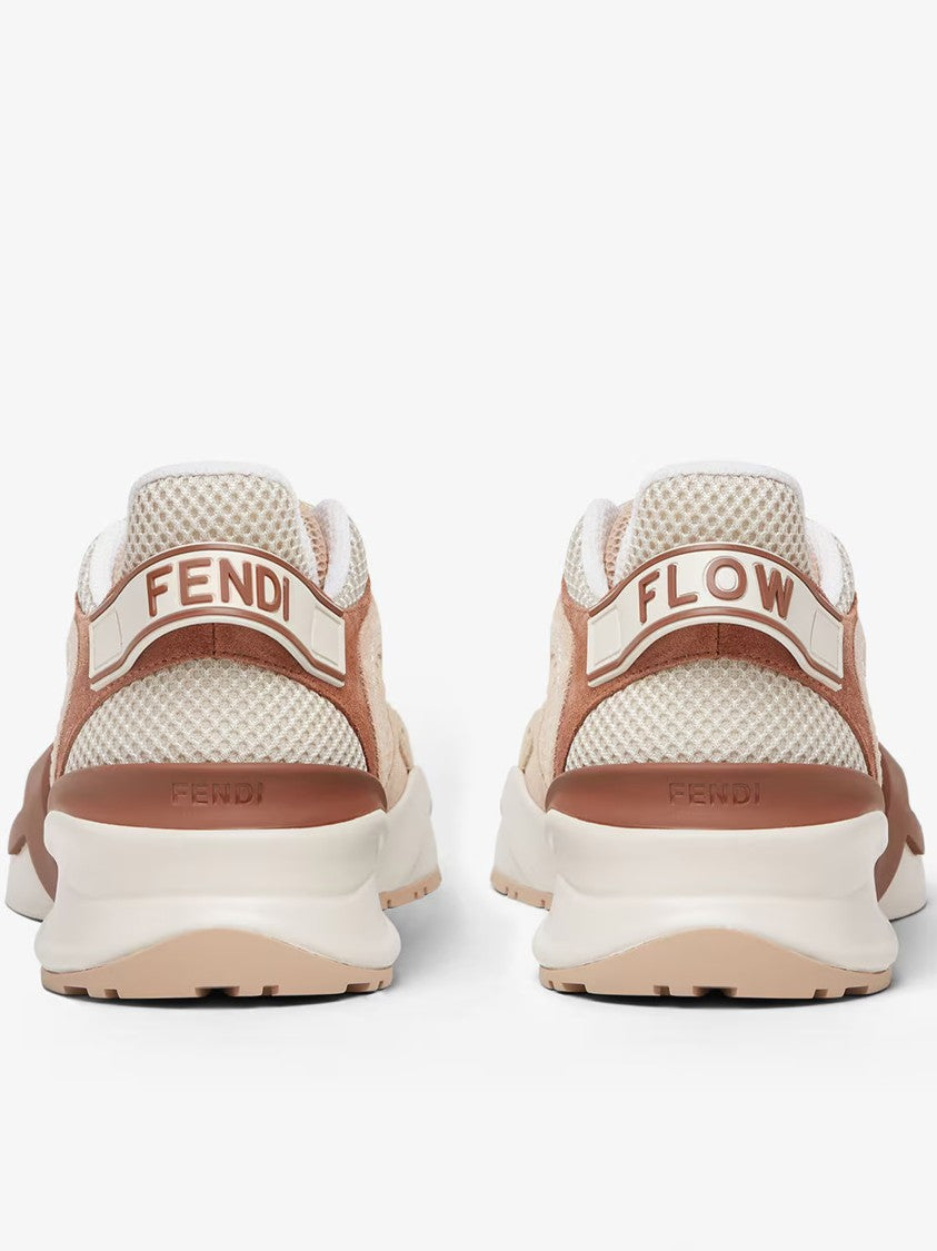 Fendi Flow Low-Profile Mesh Suede Toggle Sneakers