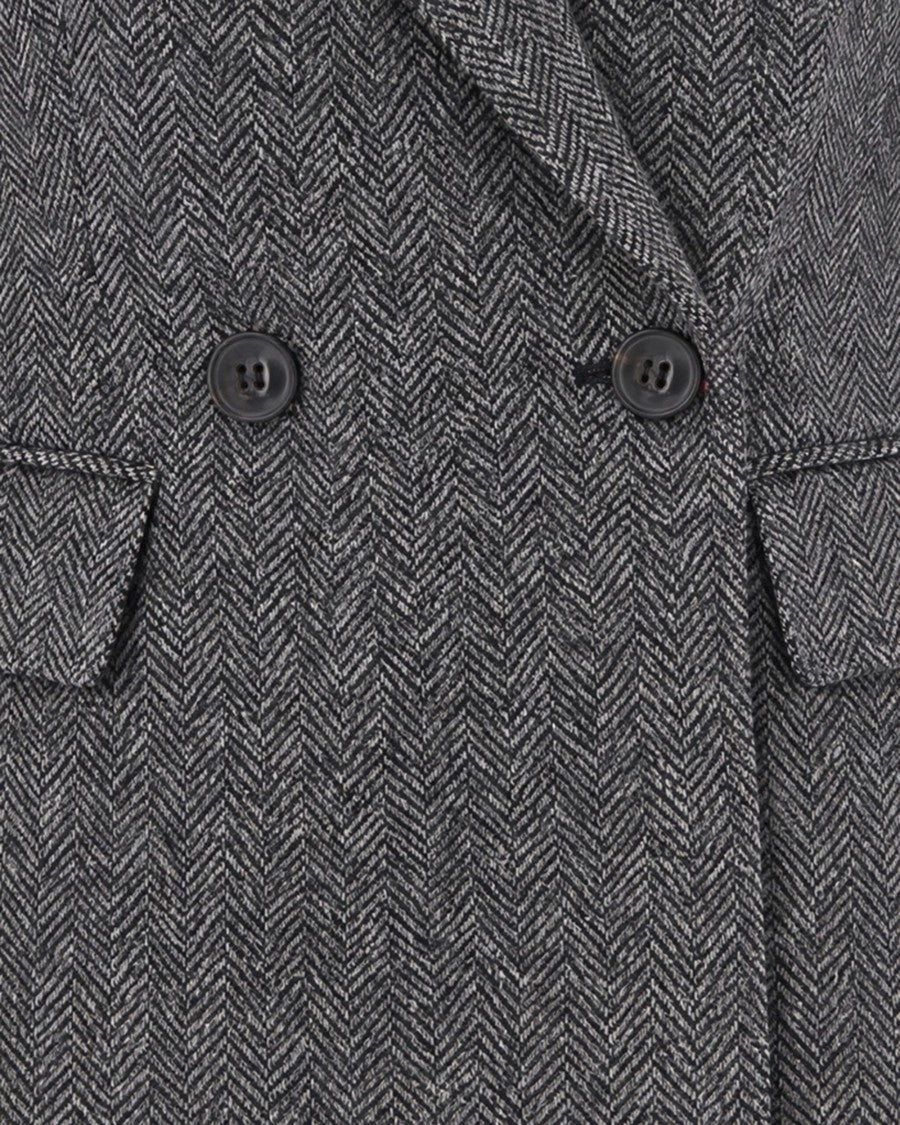 Max Mara White Black Cresta Double-Breasted Jacquard Blazer