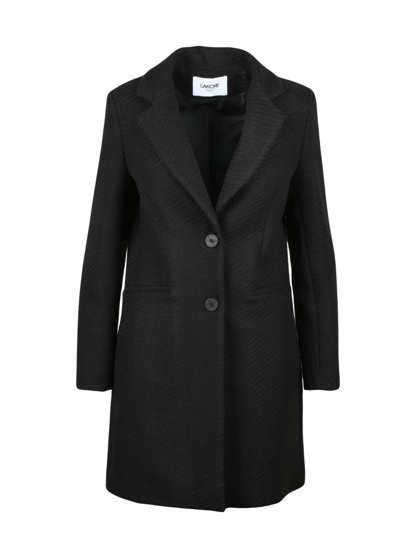 Lakore Black Fitted Wool-Blend Coat
