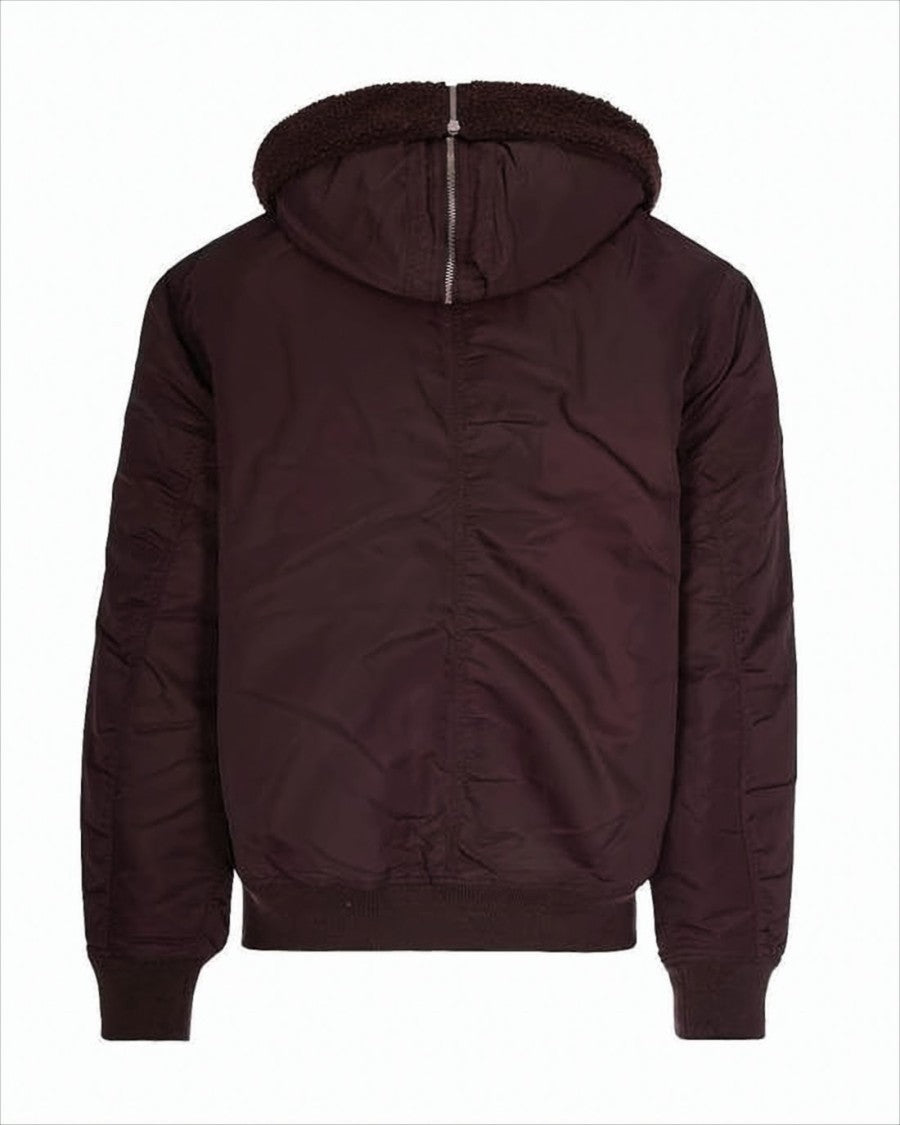 Carhartt Wip Padded Burgundy Bomber Jacket With Fleece-Lined Hood