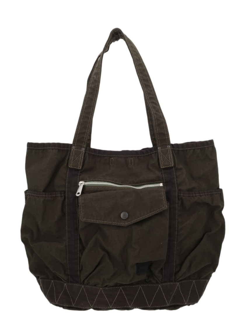 Porter-Yoshida & Co. Green Nylon-Cotton Multi-Pocket Tote Bag