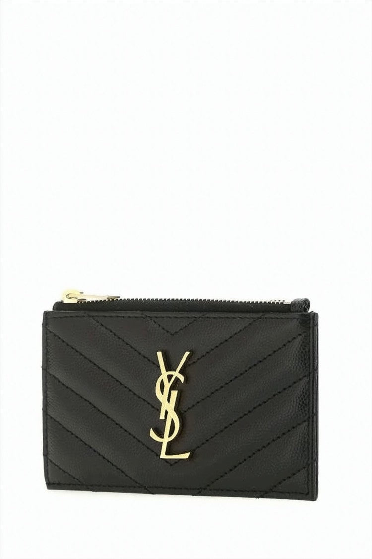 Saint Laurent Chevron-Quilted Calf Leather Wallet