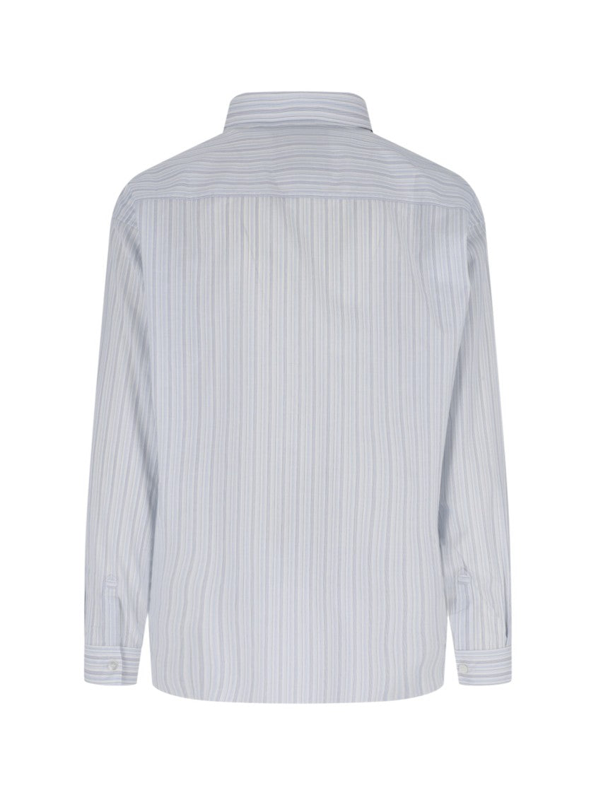 Ranra Light Blue Striped Cotton Silk Shirt
