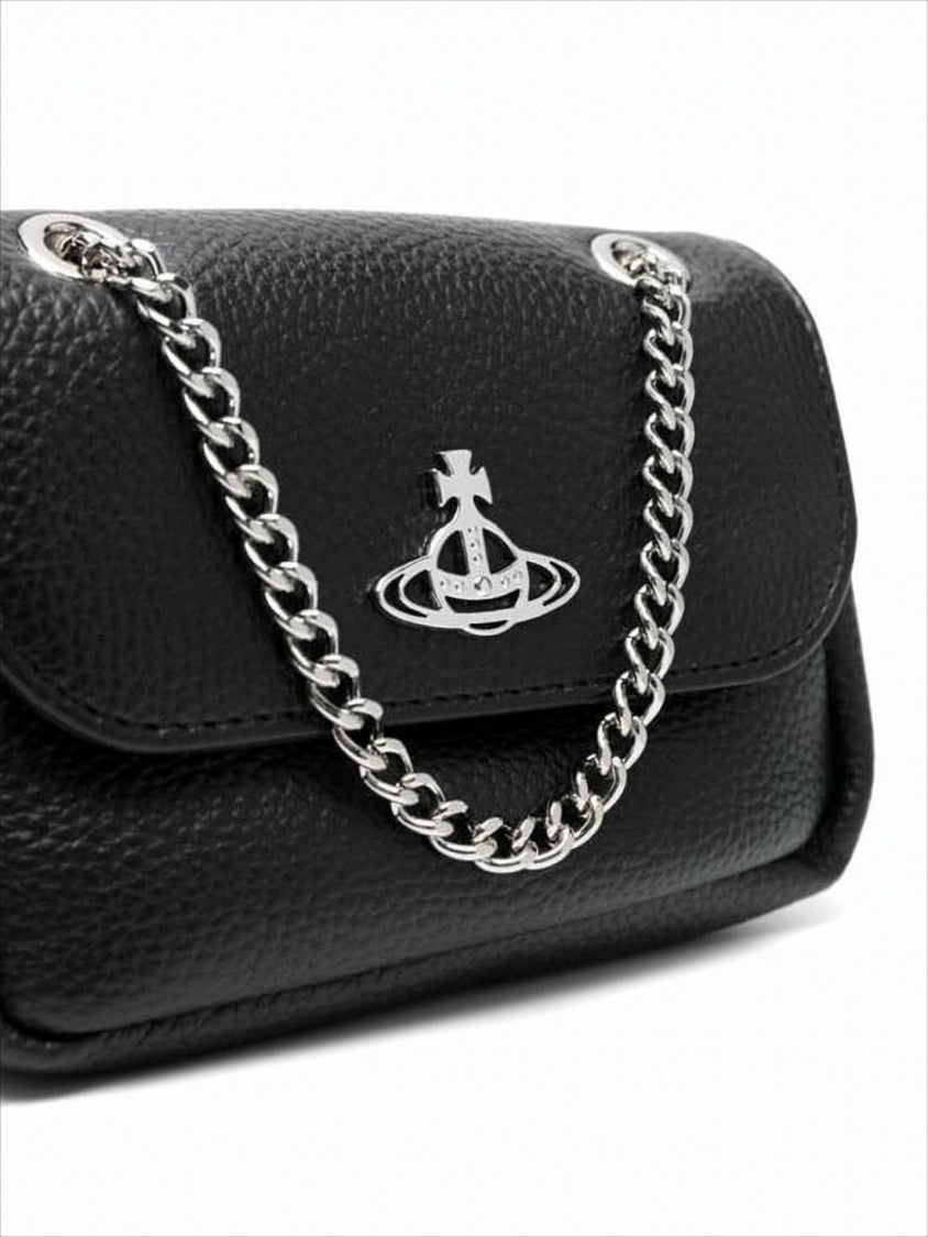Vivienne Westwood Compact Textured Shoulder Bag With Metallic Emblem