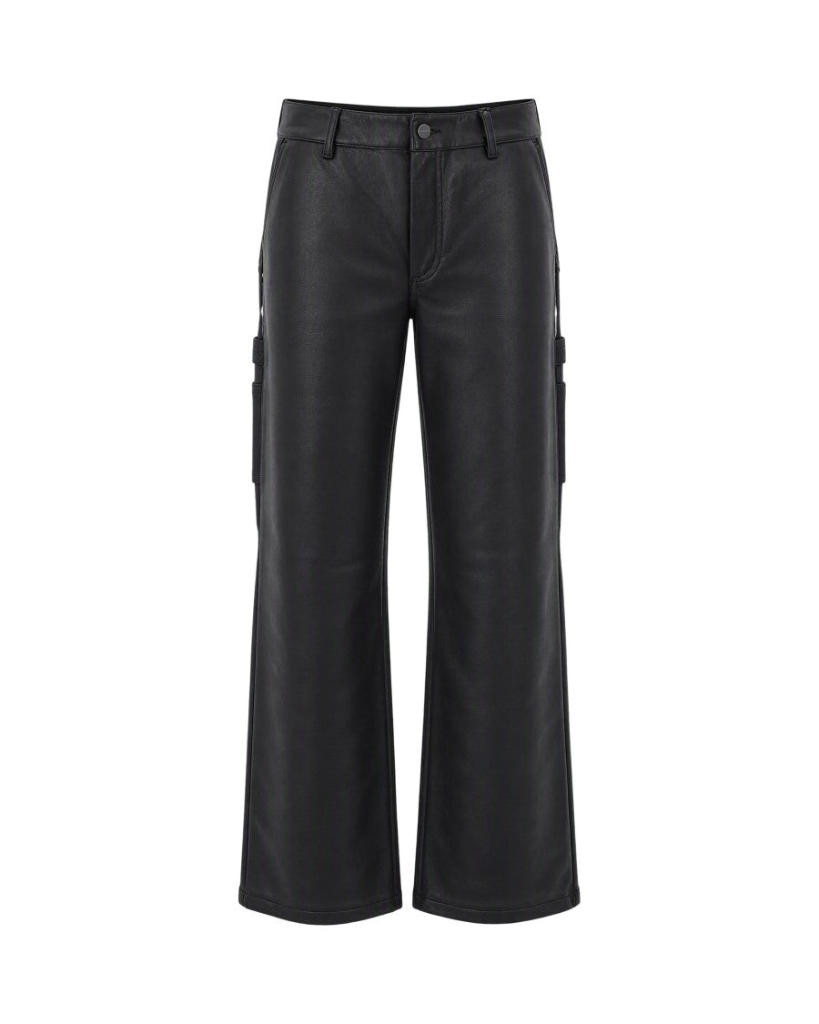 Carhartt Wip Black Wide-Leg Synthetic Leather Work Pants