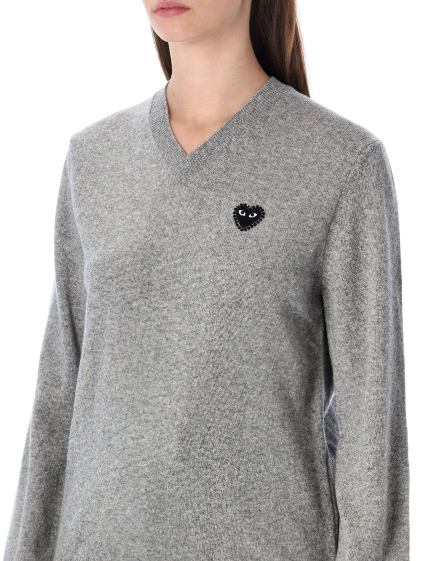 Comme Des Garçons Cuore Nero V Neck Wool Sweater