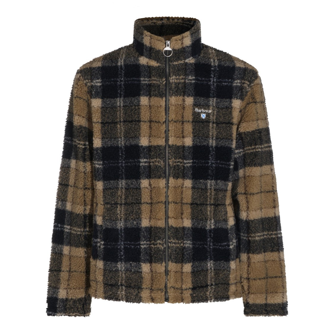 Barbour Checkered Textured High-Collar Jacket