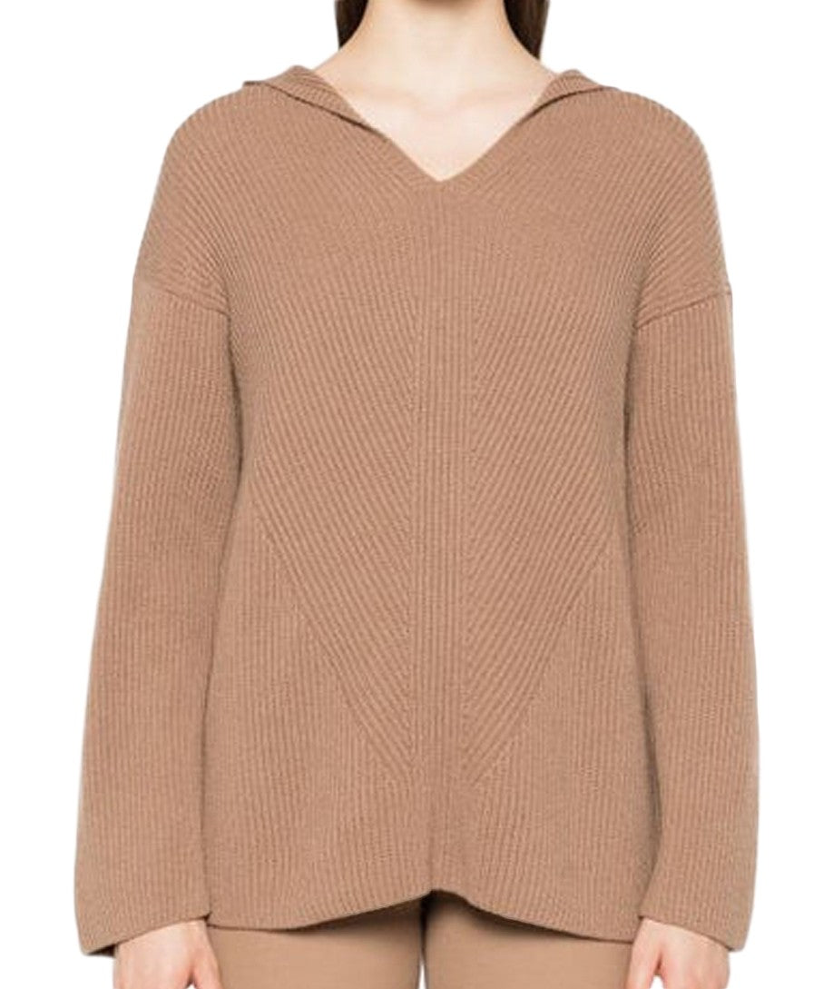 Max Mara Ribbed Knit Sweater With Chevron Pattern
