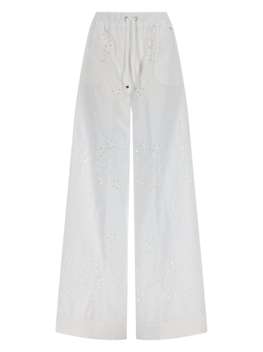 Herno Sangallo Eyelet Embroidery Wide-Leg Pants