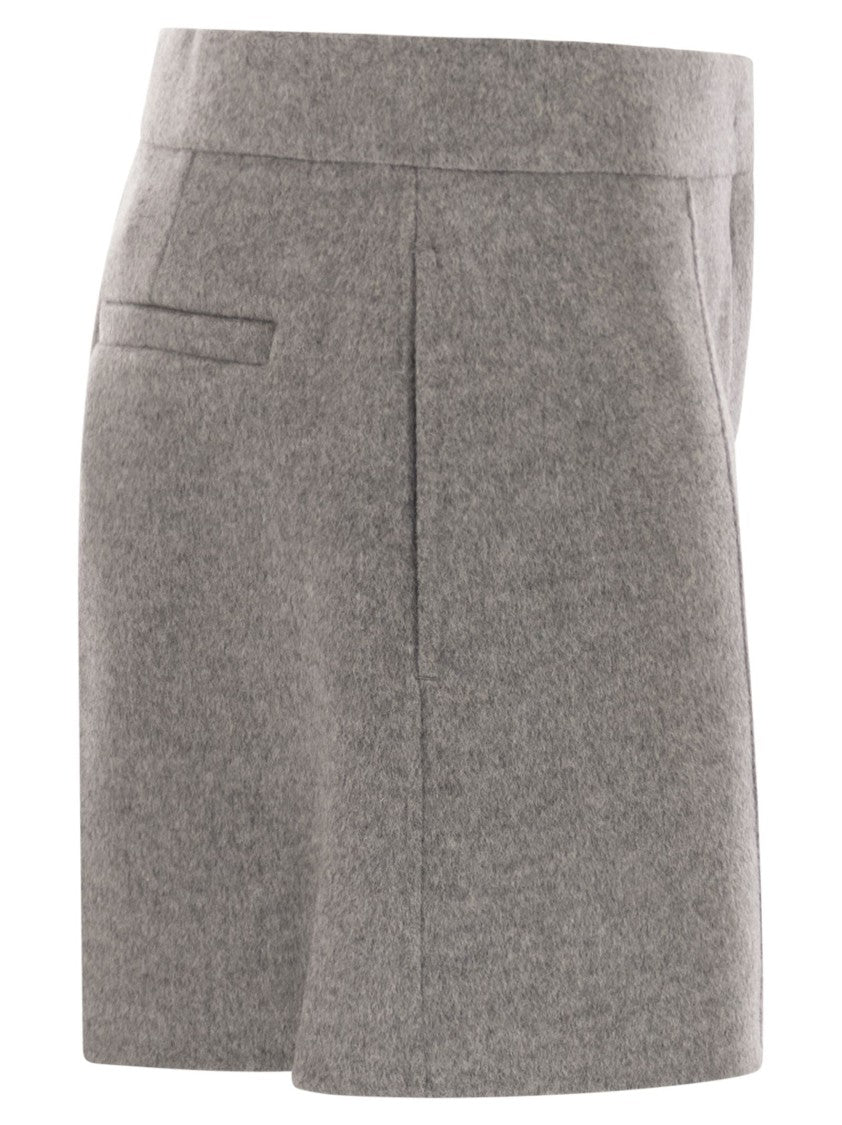 Sportmax Tailored Grey Shorts With Pressed Pleats And Classic Detailing
