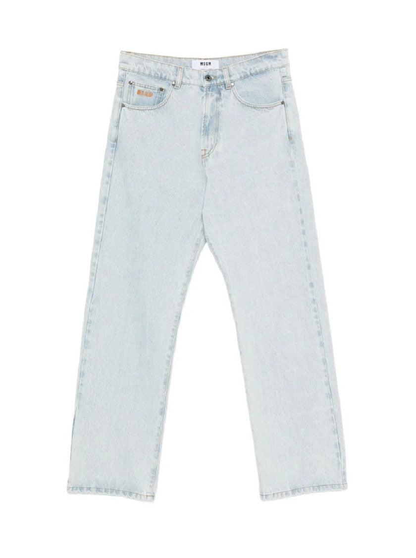Msgm Light Wash Straight-Leg Denim Pants With Classic Five-Pocket Styling
