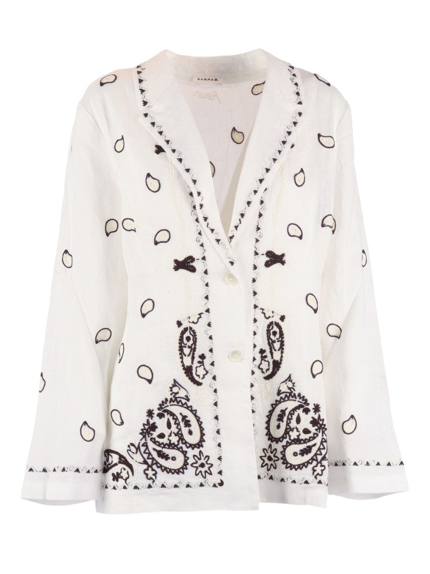 P.A.R.O.S.H. Linen Intricate Black Embroidered Jacket