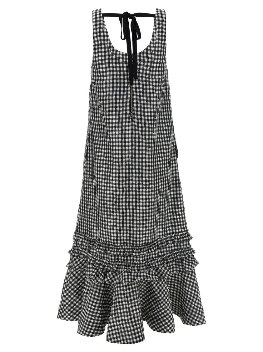 Ganni Crinkled Check Long' Dress