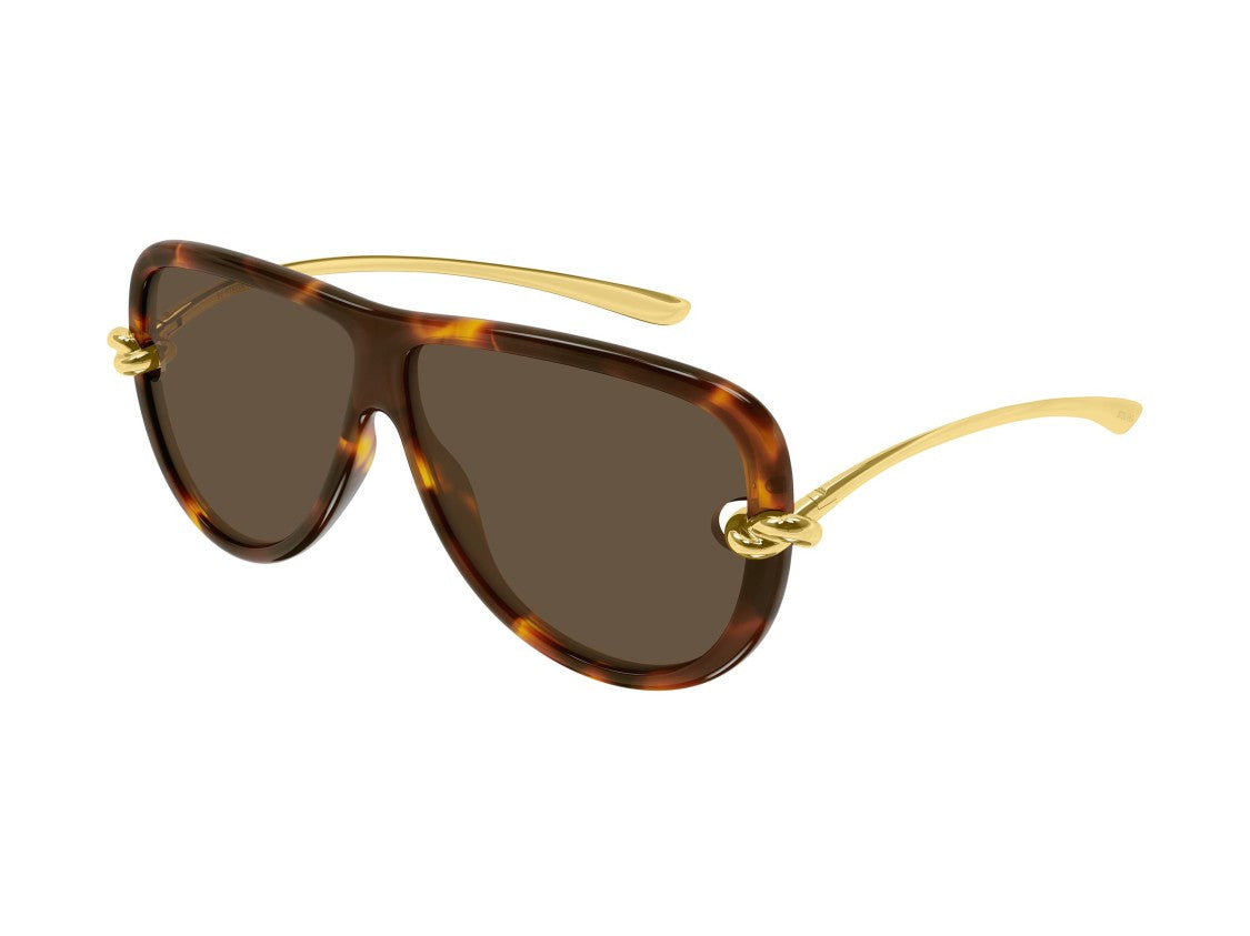 Bottega Veneta Bv1513s Tortoiseshell Gold Temple Oversized Sunglasses