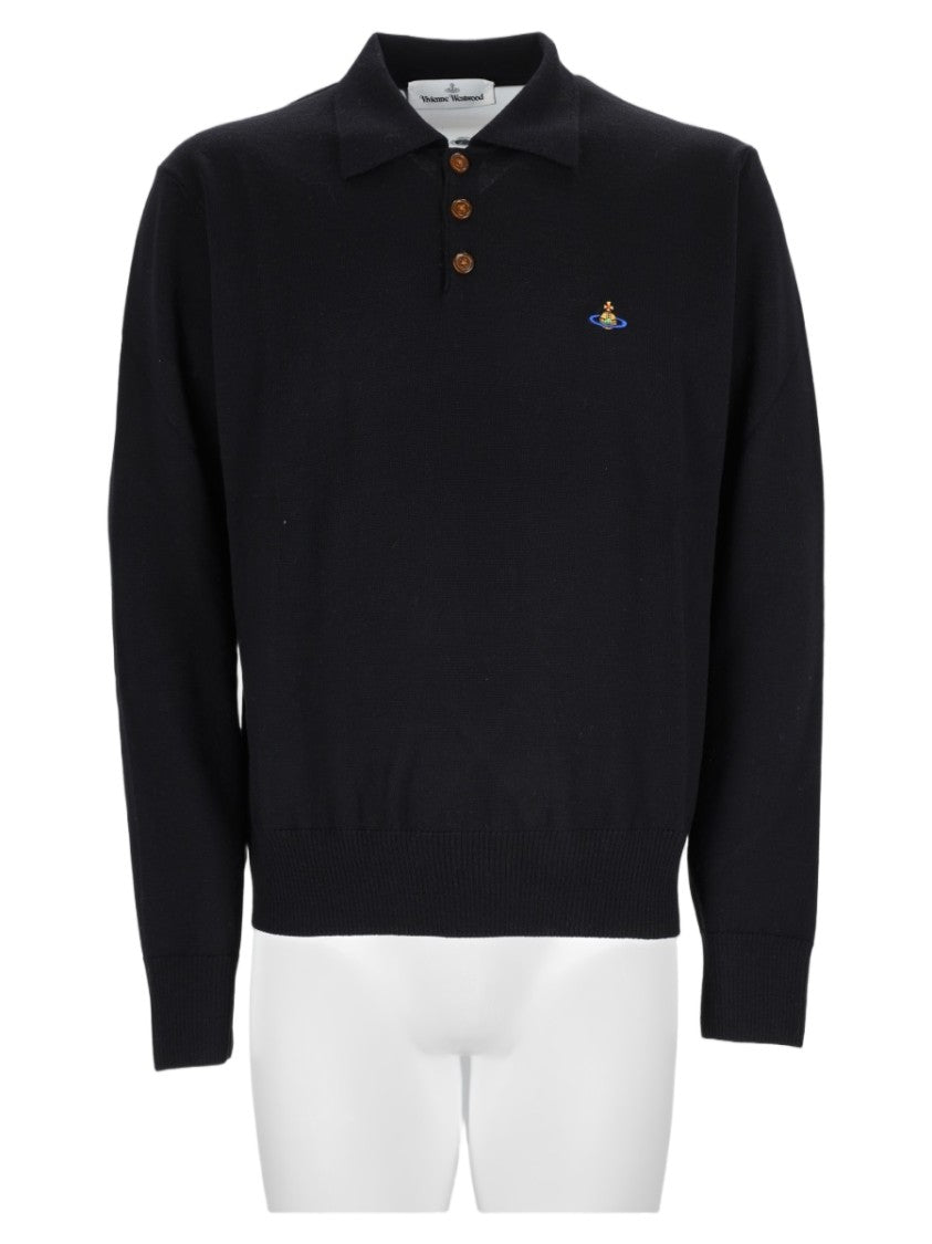 Vivienne Westwood Black Tailored Classic Collar Wool Polo Shirt