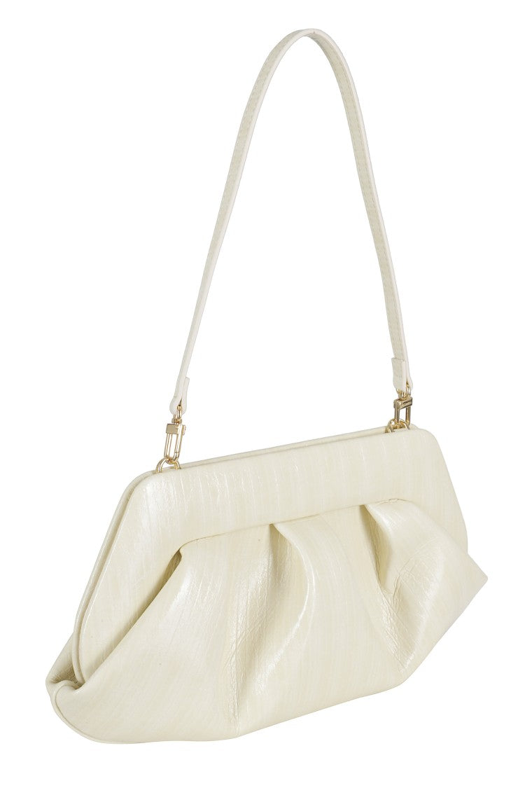 Themoirè Cream Bios Baguette Striped Vegan-Leather Shoulder Bag